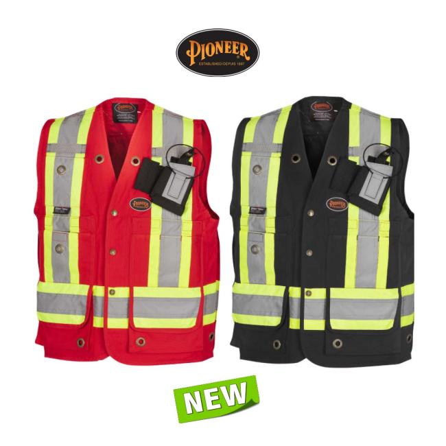 CSA 100% COTTON DUCK SURVEYOR'S SAFETY VEST - SNAP CLOSURE